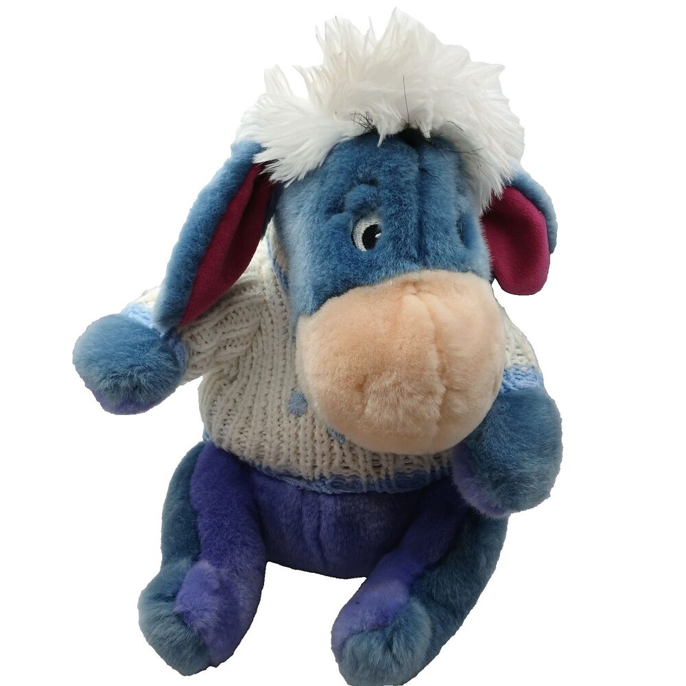 Disney Store 12 inch Eeyore Plush in Snowflake Sweater & Hat Winter Stuffie